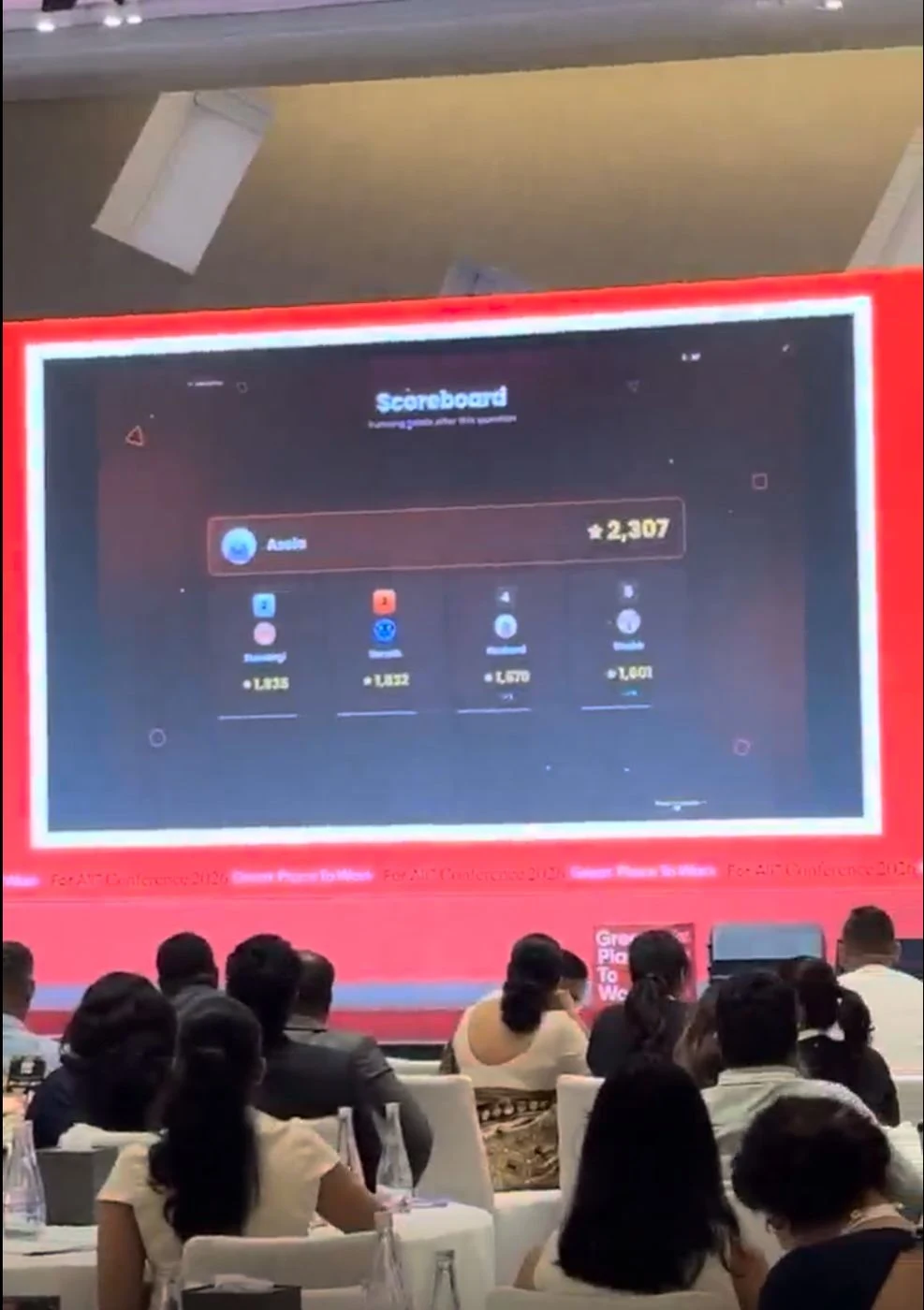 The live scoreboard tracking points during the Playoff