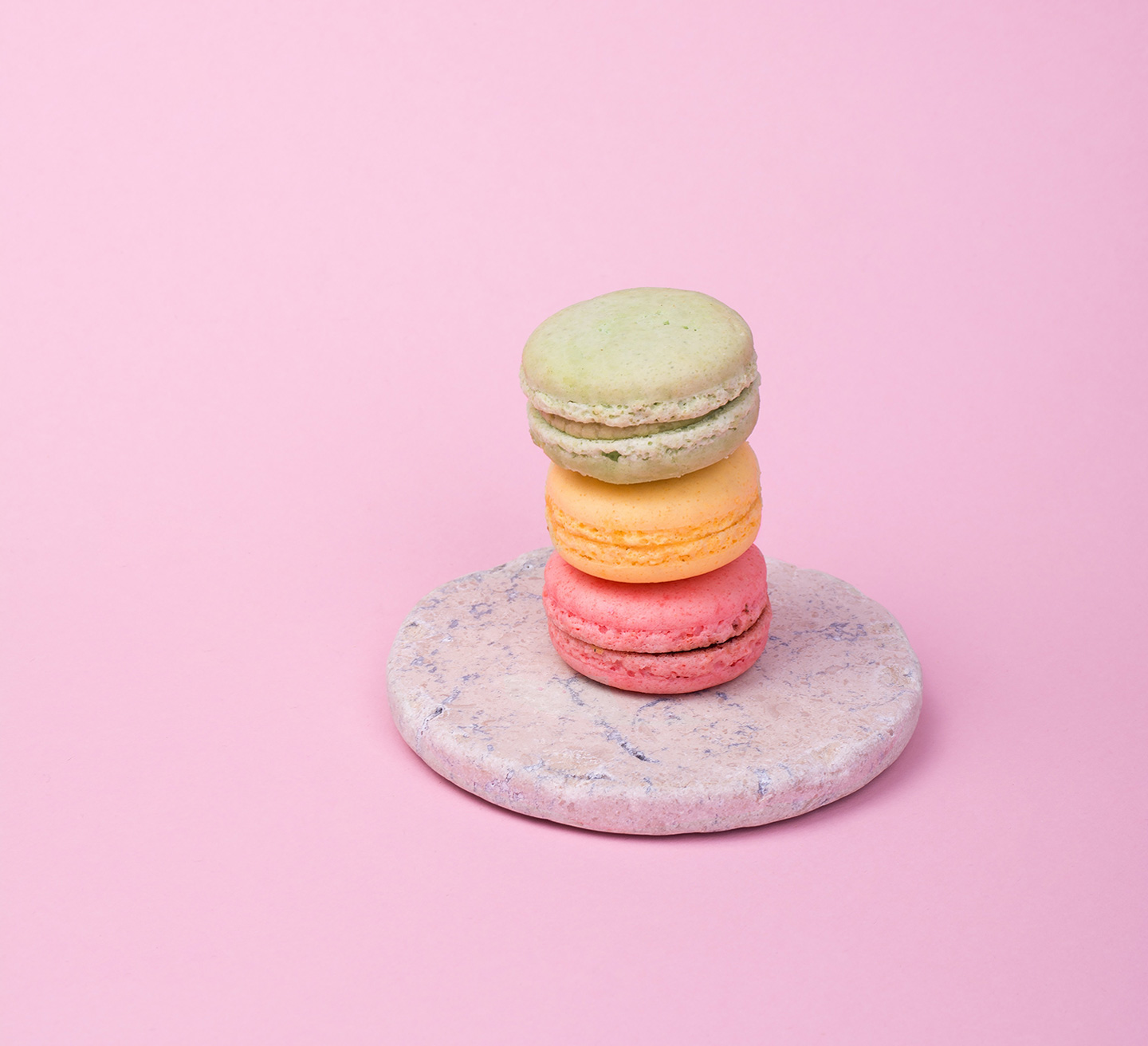 macaroons with pink background
