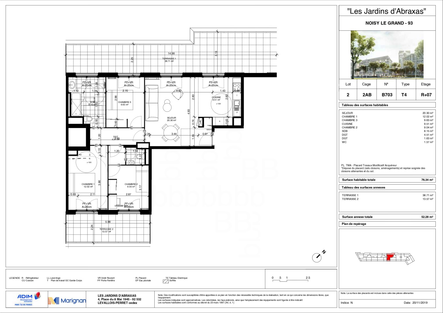Location appartement de 76m2 à NOISY LE GRAND