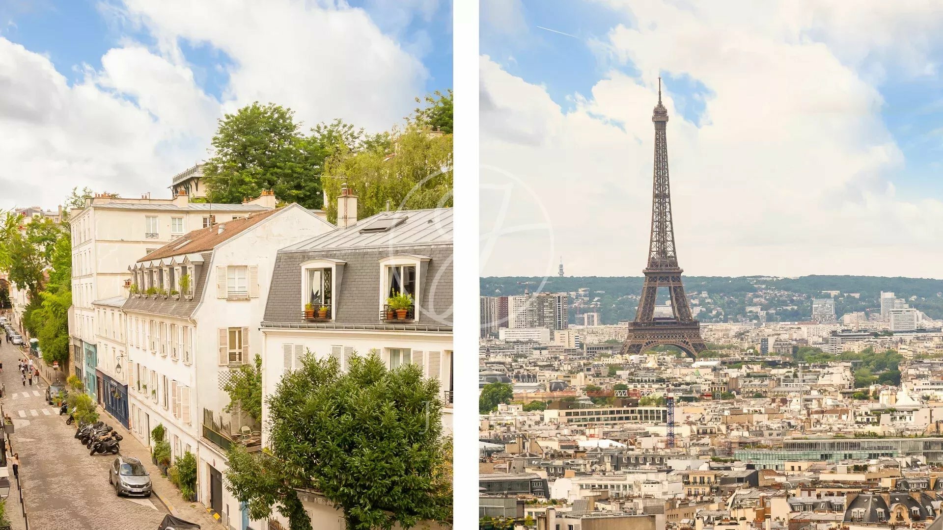 Paris 18th - ABBESSES - Apartment for sale - 2 rooms - 24.54 sqm Carrez - 1 bedroom - Panoramic views of Paris and the Sacré-Cœur.