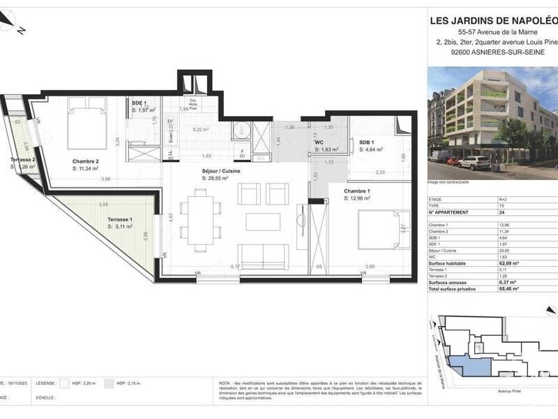 Rental apartment of 62 sqm in ASNIERES SUR SEINE