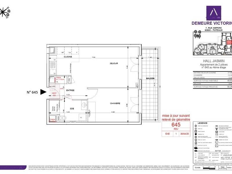 T2 46sqm Quiet Balcony in New Development Demeure Victorine, Puteaux