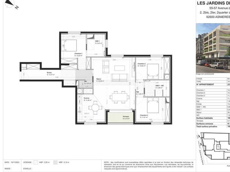 Location appartement de 105m2 à ASNIERES SUR SEINE