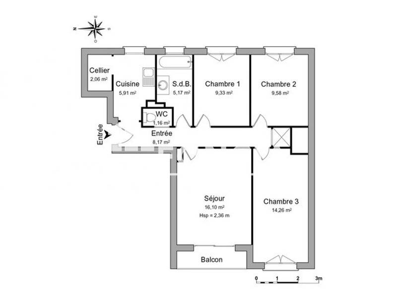 Location appartement de 72m2 à CHATENAY MALABRY