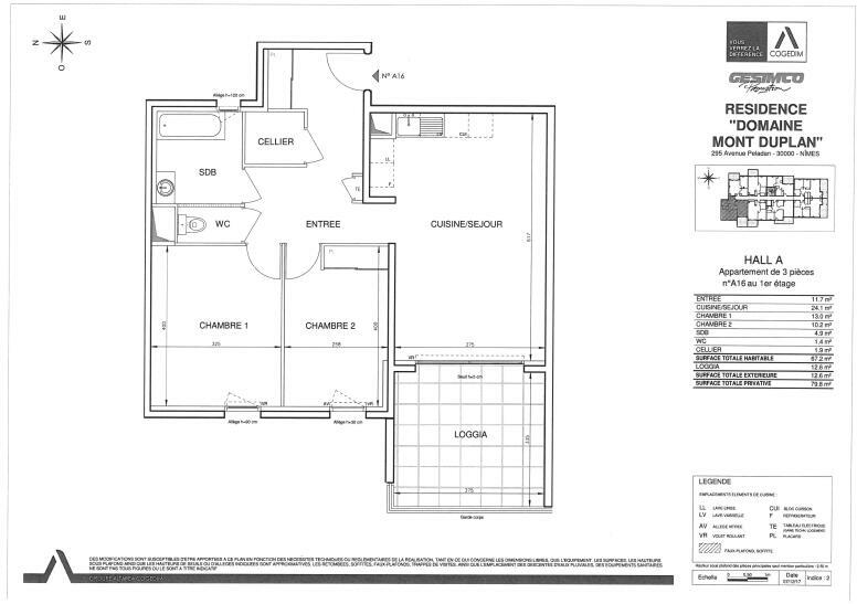 NIMES - APPARTEMENT T3 - 67.20m2