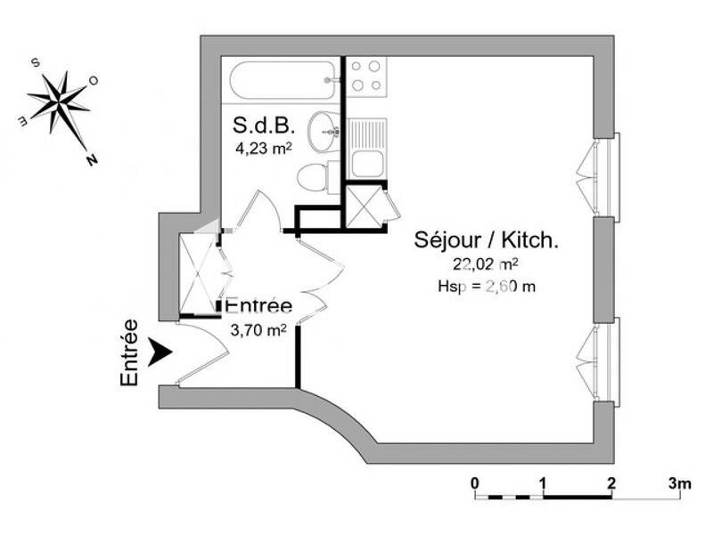 Location appartement de 30m2 à BOURG LA REINE