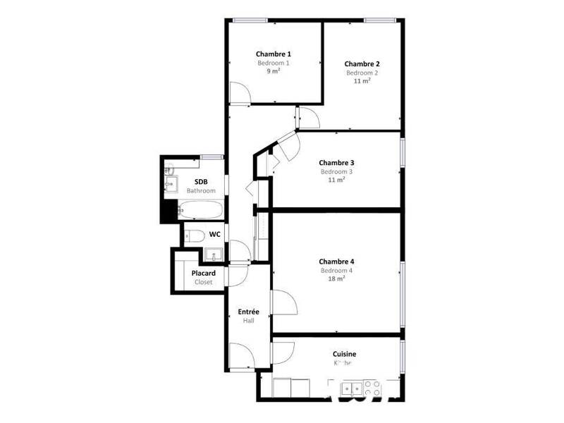 Colocation meublée 7m2 à Paris 13 proche Place d'Italie