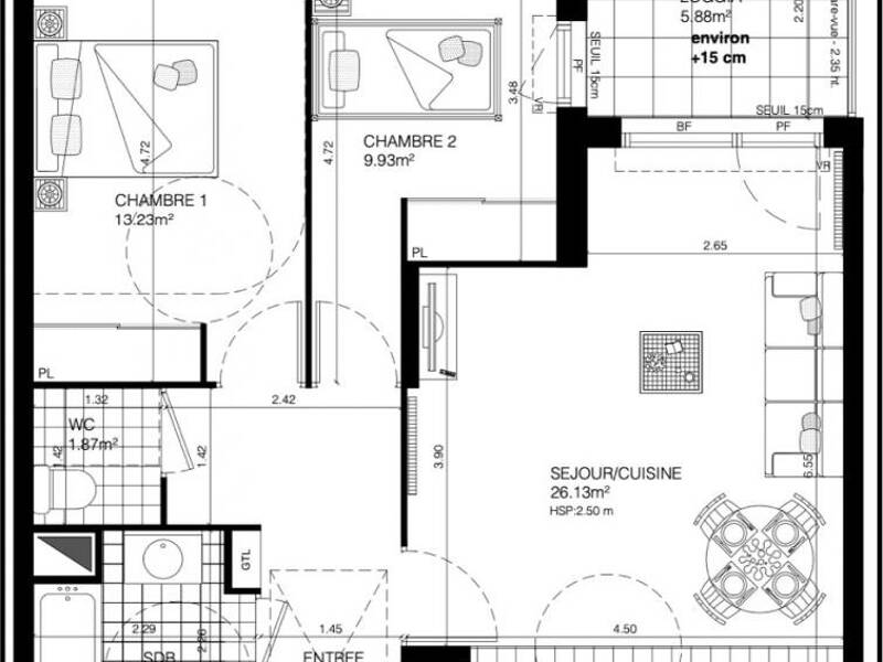 Apartment for rent of 63 sqm in BAGNEUX