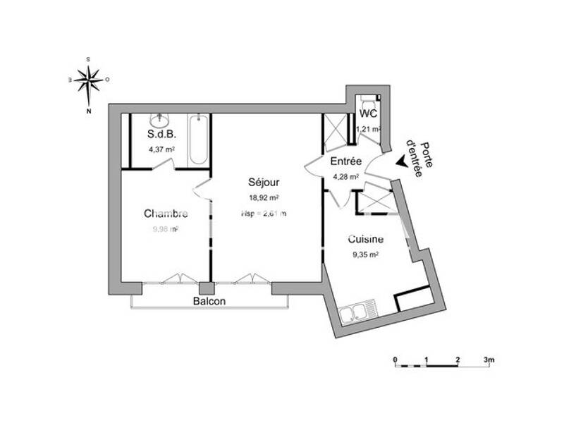 Apartment for rent of 48sqm in PARIS 11