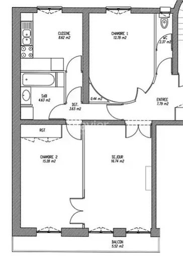 Location of a 73sqm apartment in PARIS 8.