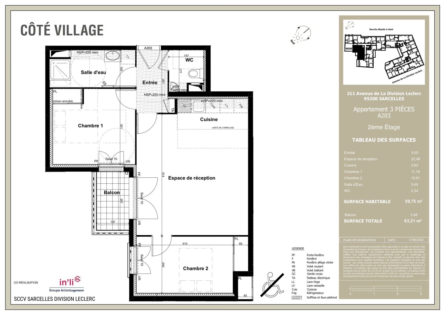 59 sqm apartment for rent in Sarcelles