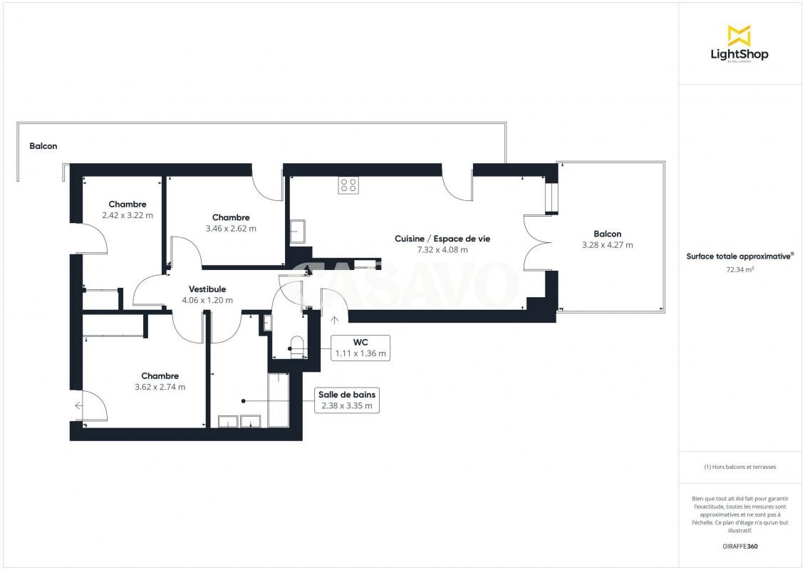 Vente appartement de 72m2 à RUEIL MALMAISON