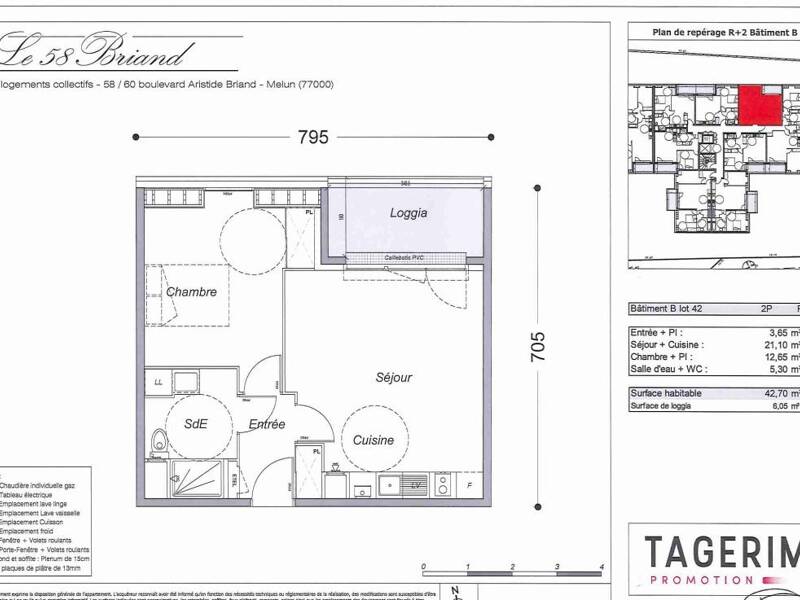 إيجار شقة بمساحة 43م² في ميلون