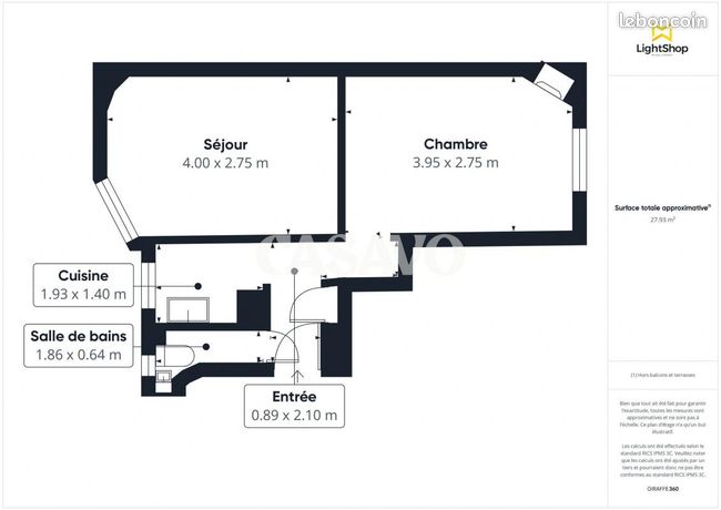 شقة مكونة من غرفتين 28 م²