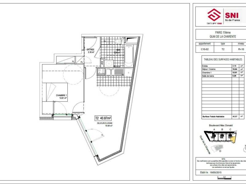 41 sqm apartment for rent in PARIS 19