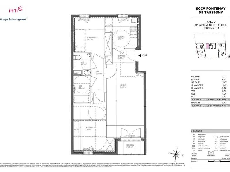 Location appartement de 61m2 à FONTENAY SOUS BOIS
