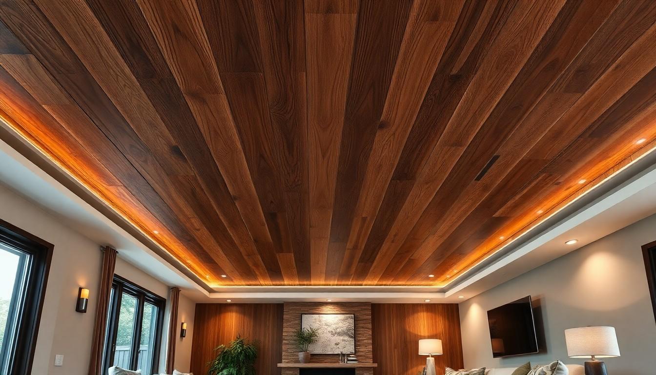 Walnut Plank Ceiling