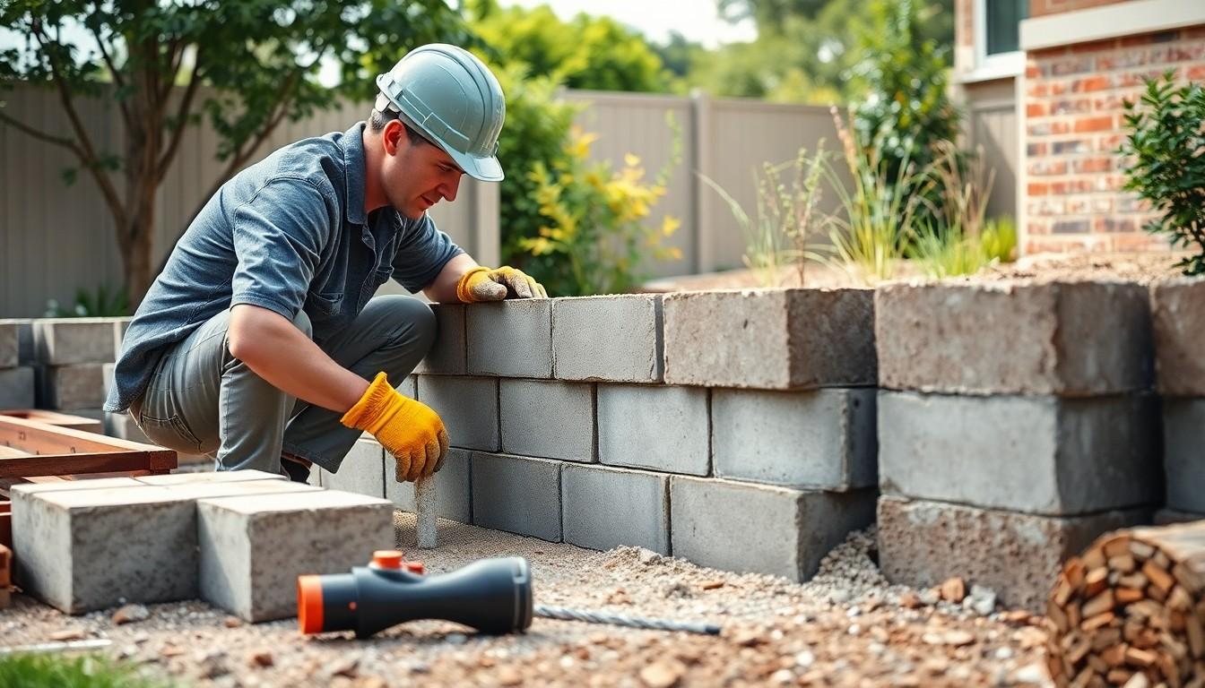 Install Slump Block Wall
