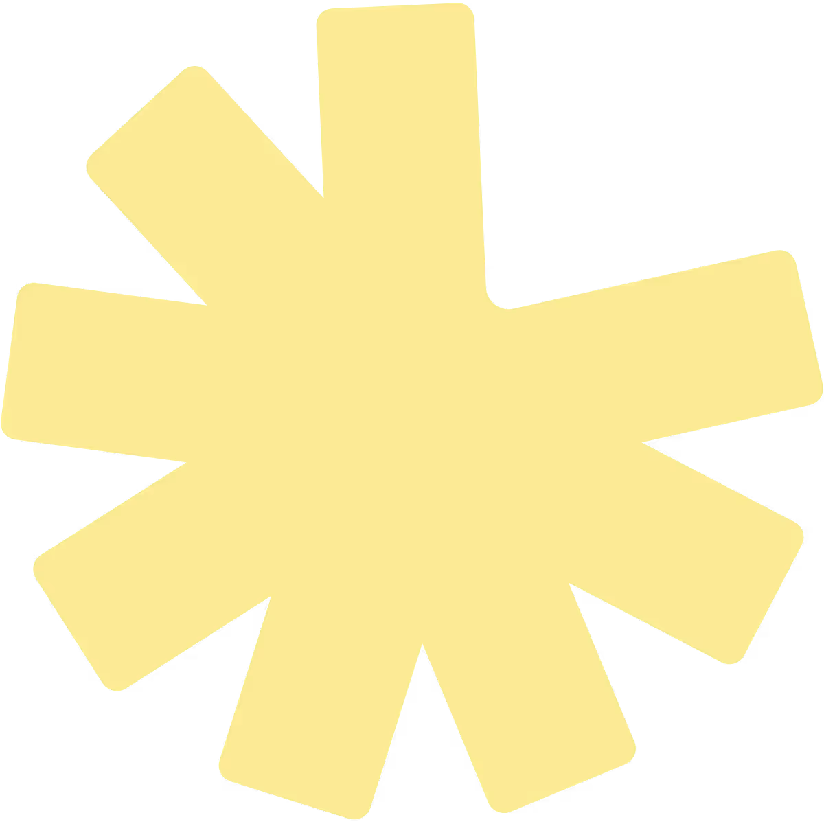 Forme jaune pâle ressemblant à une étoile à huit branches avec des bords arrondis.