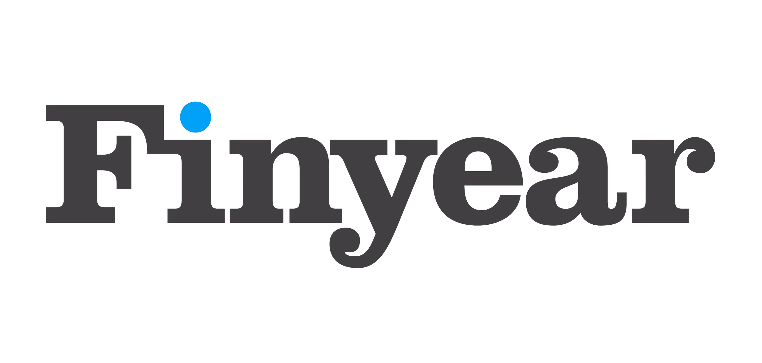 Logo Finyear avec un point bleu au-dessus de la lettre 'i'.