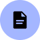 Icône de document blanc sur un cercle bleu clair.