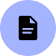 Icône de document blanc sur un cercle bleu clair.