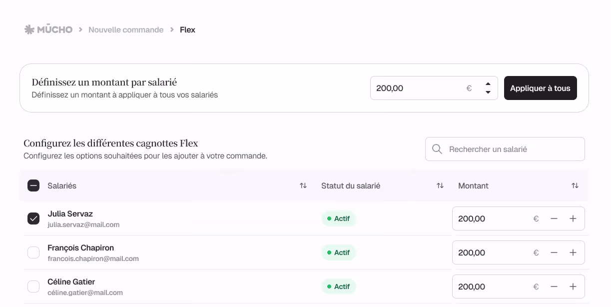 Commande de la Cagnotte Flex sur l'application Mūcho