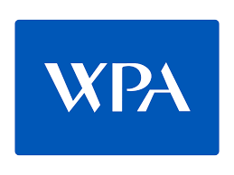 WPA logo in white letters on a blue rectangular background.