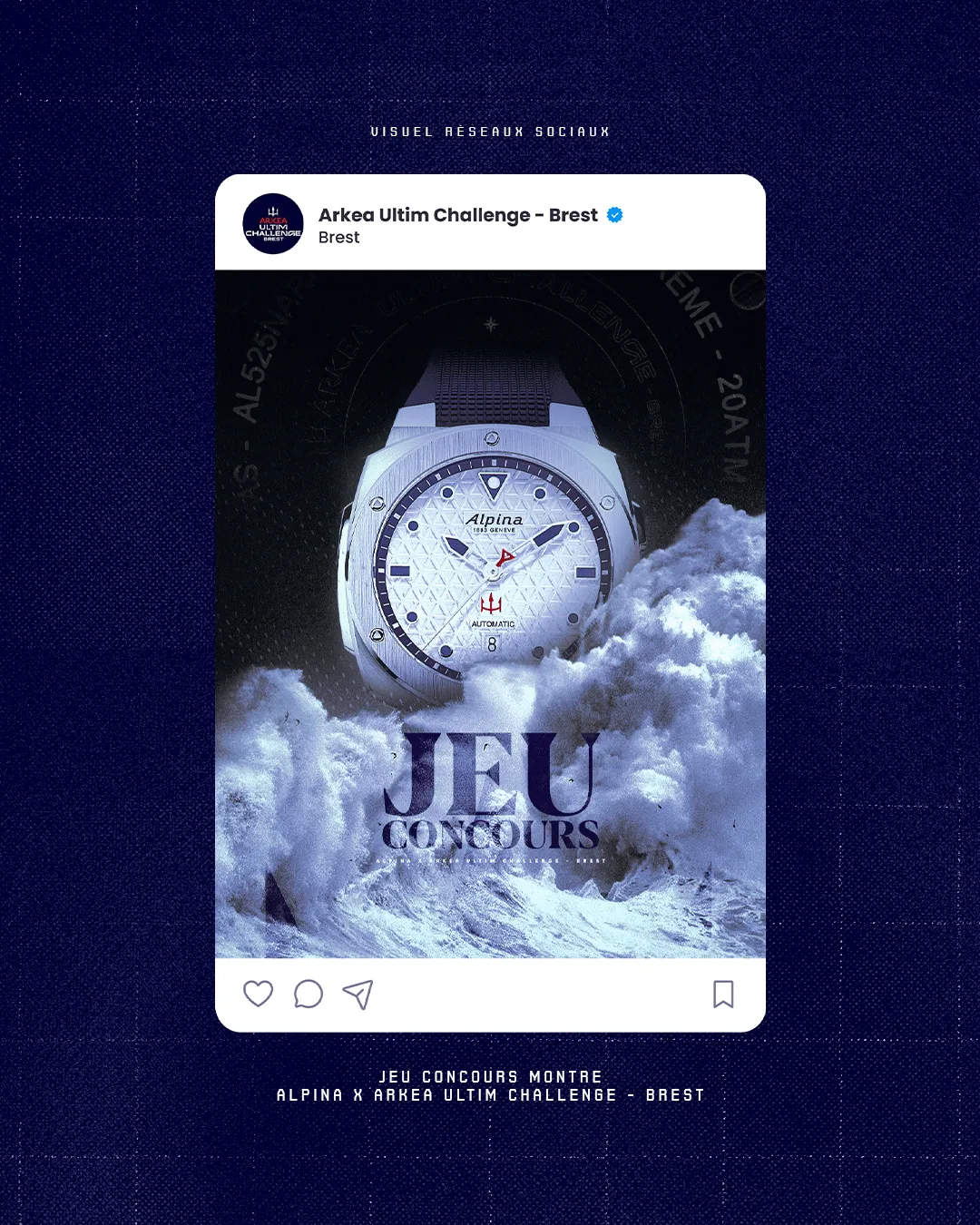 Visuel du jeu concours Arkea Ultim Challenge avec Alpina Watches, montre en une
