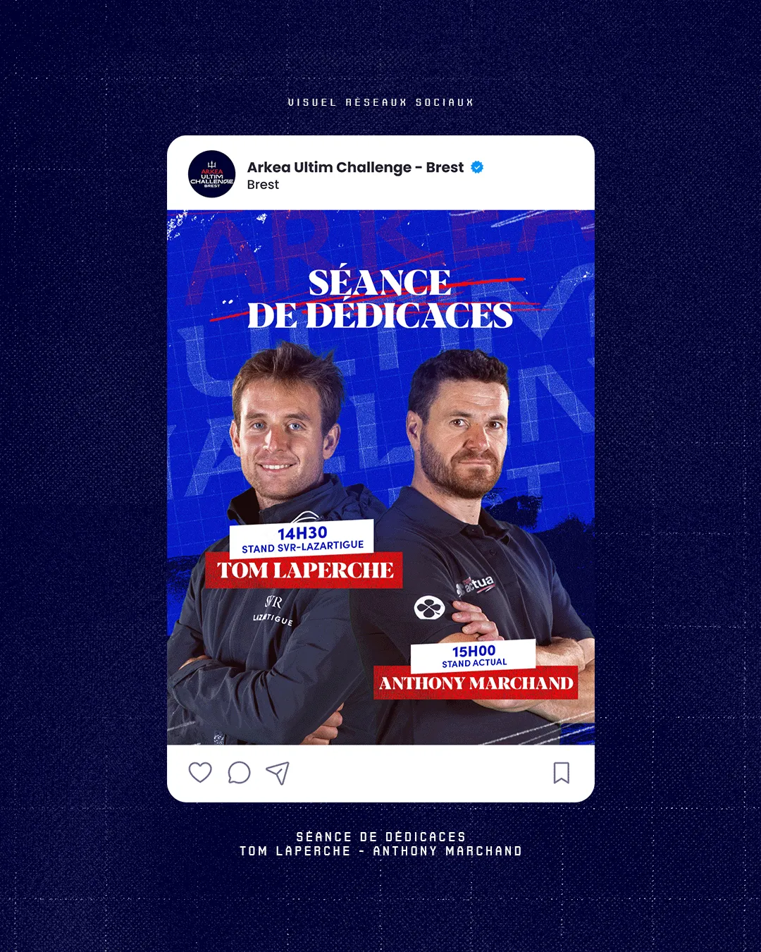 Visuel annonçant la séance de dédicaces de l'Arkea Ultim Challenge