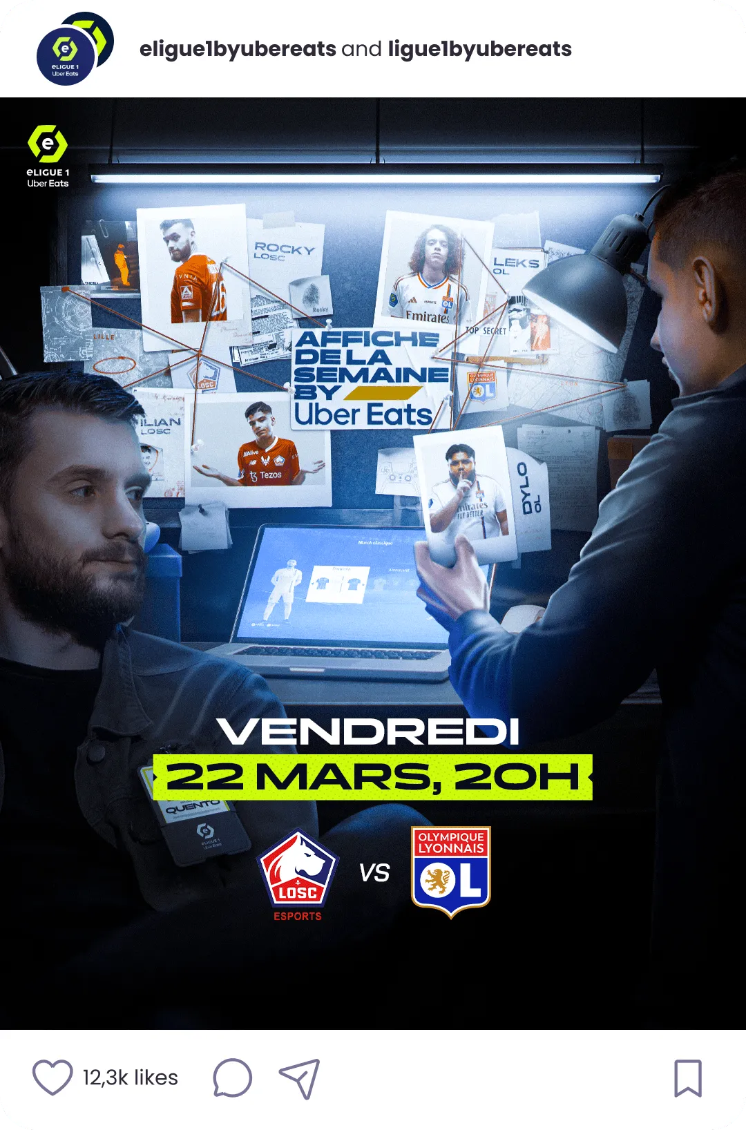 Publication Instagram de l'affiche eLigue 1 du vendredi 22 mars à 20h