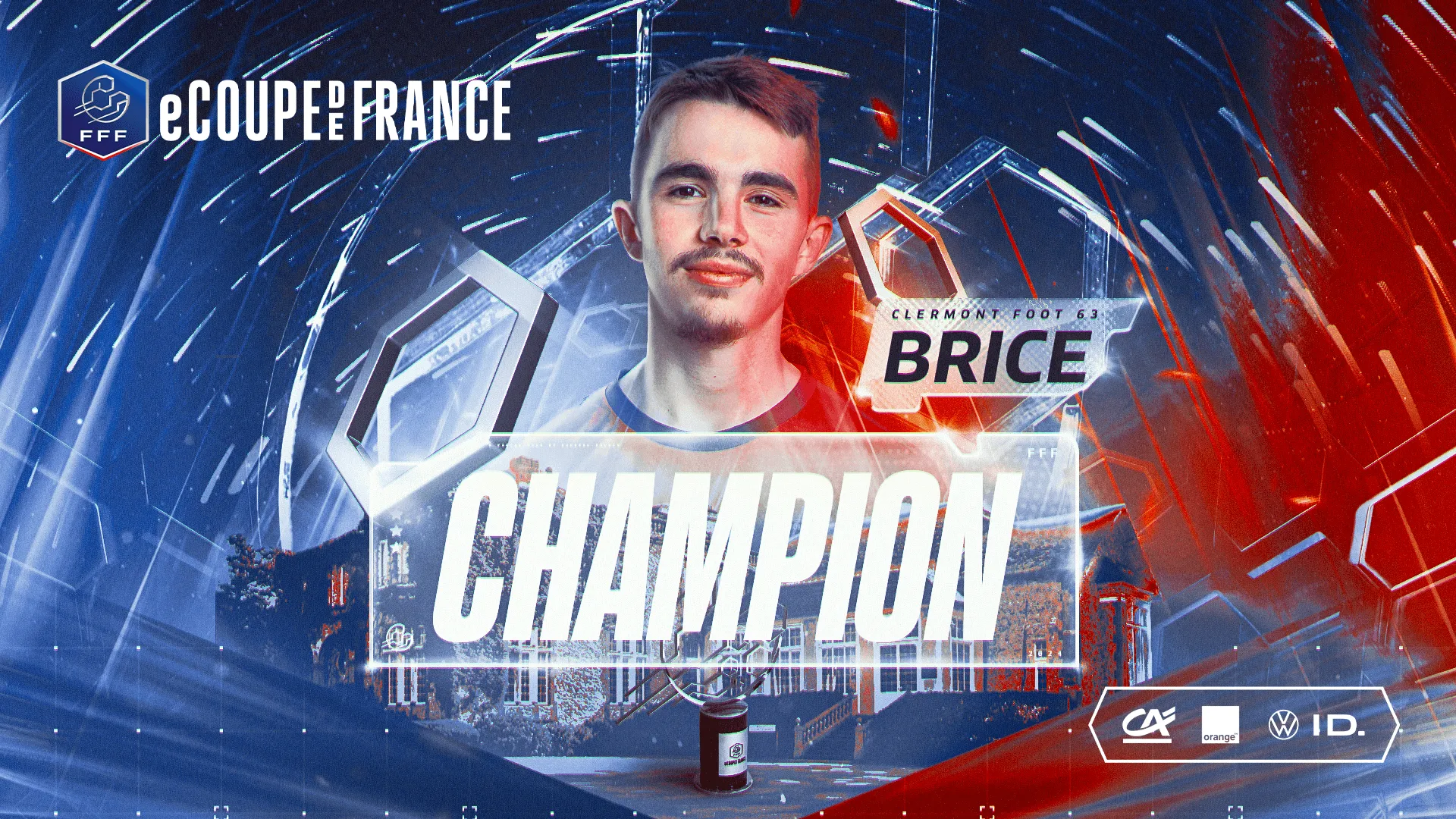 Visuel pleine largeur sacrant Brice champion de la eCoupe de France 2024