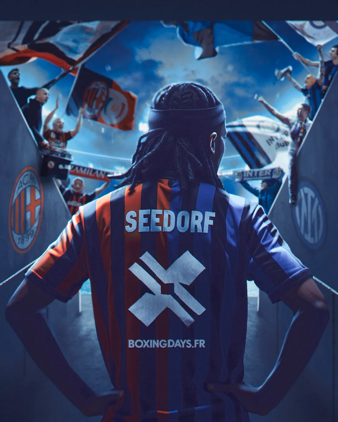 Visuel Joueur du choc Inter Milan contre AC Milan : silhouette portant le maillot floqué Seedorf