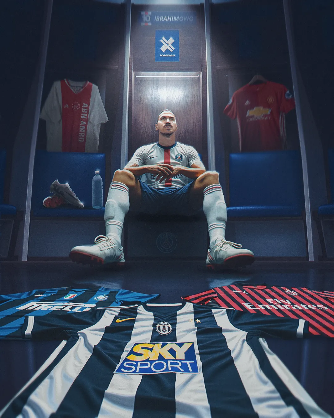 Visuel Mercenaire de Boxingdays consacré à Zlatan Ibrahimović, joueur assis dans un vestiaire