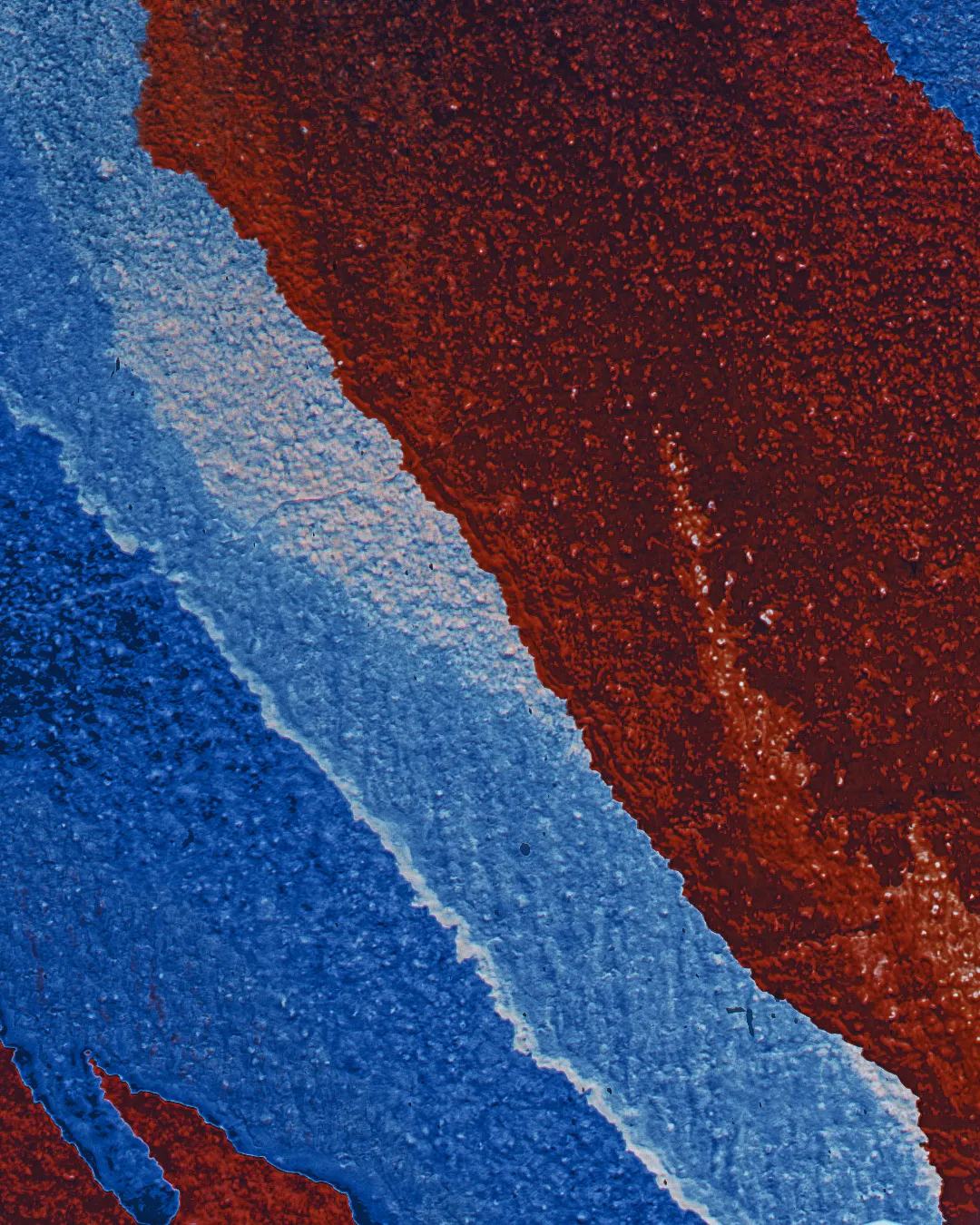 Détail de la texture peinte bleu blanc rouge de l'affiche 3x3 de la FFBB