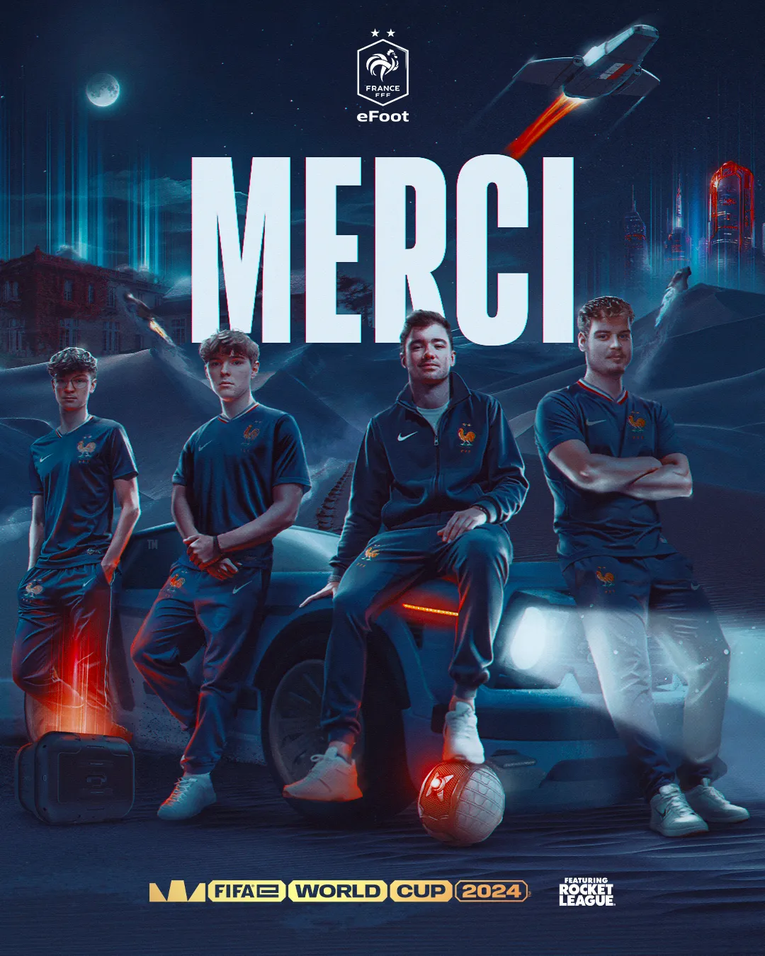 Visuel Merci de l'équipe de France Rocket League après son parcours