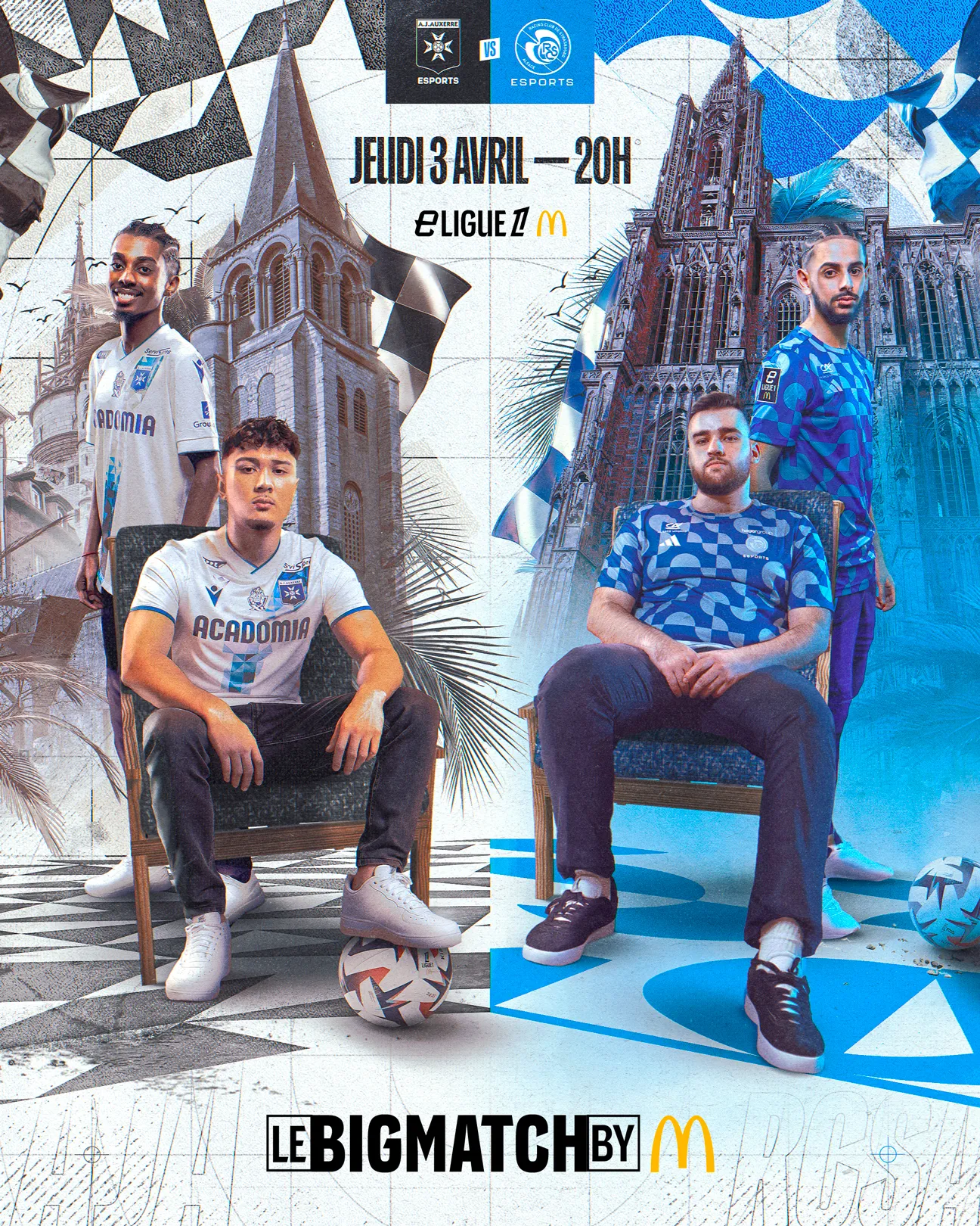 Affiche Le Big Match by McDonald's du jeudi 15 janvier, deux joueurs assis dans une rue parisienne