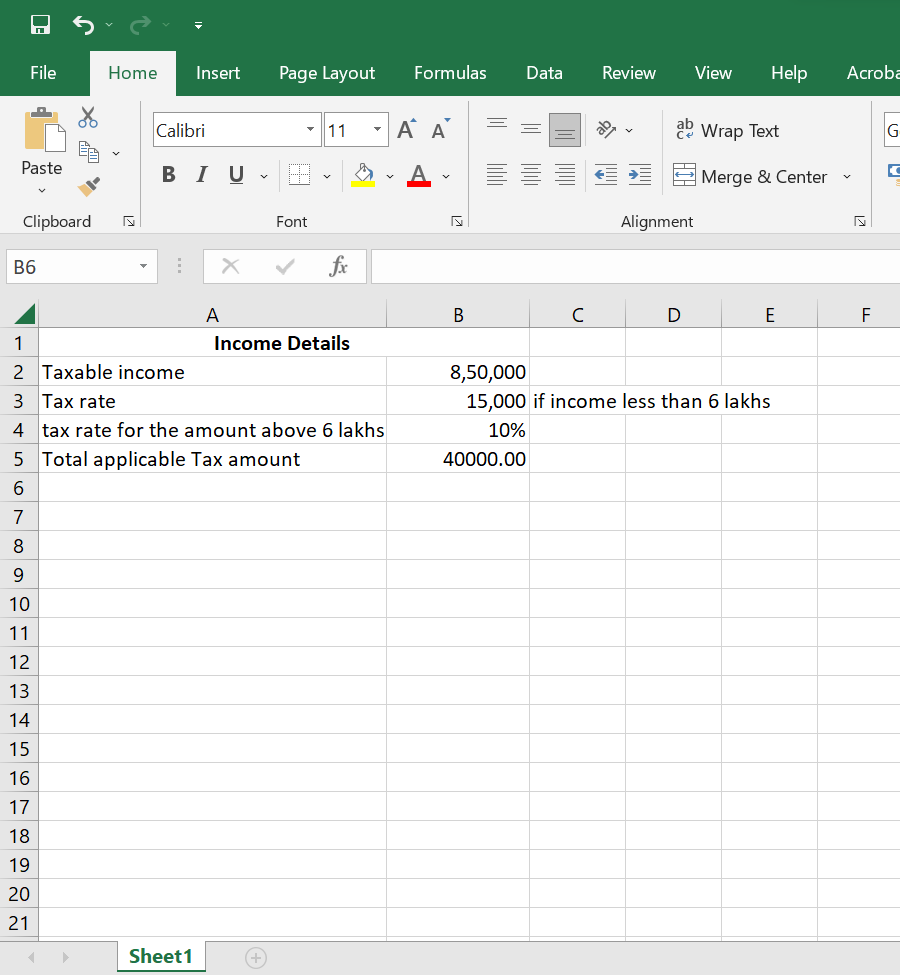 total tax with IF function