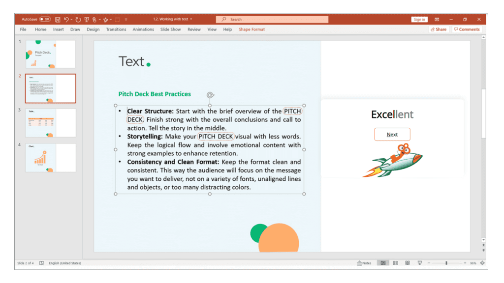 text in PowerPoint