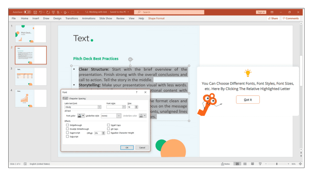 text in PowerPoint