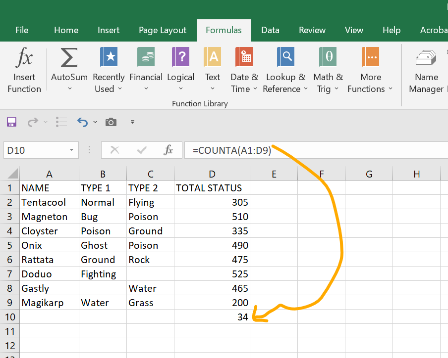 counta function with answers