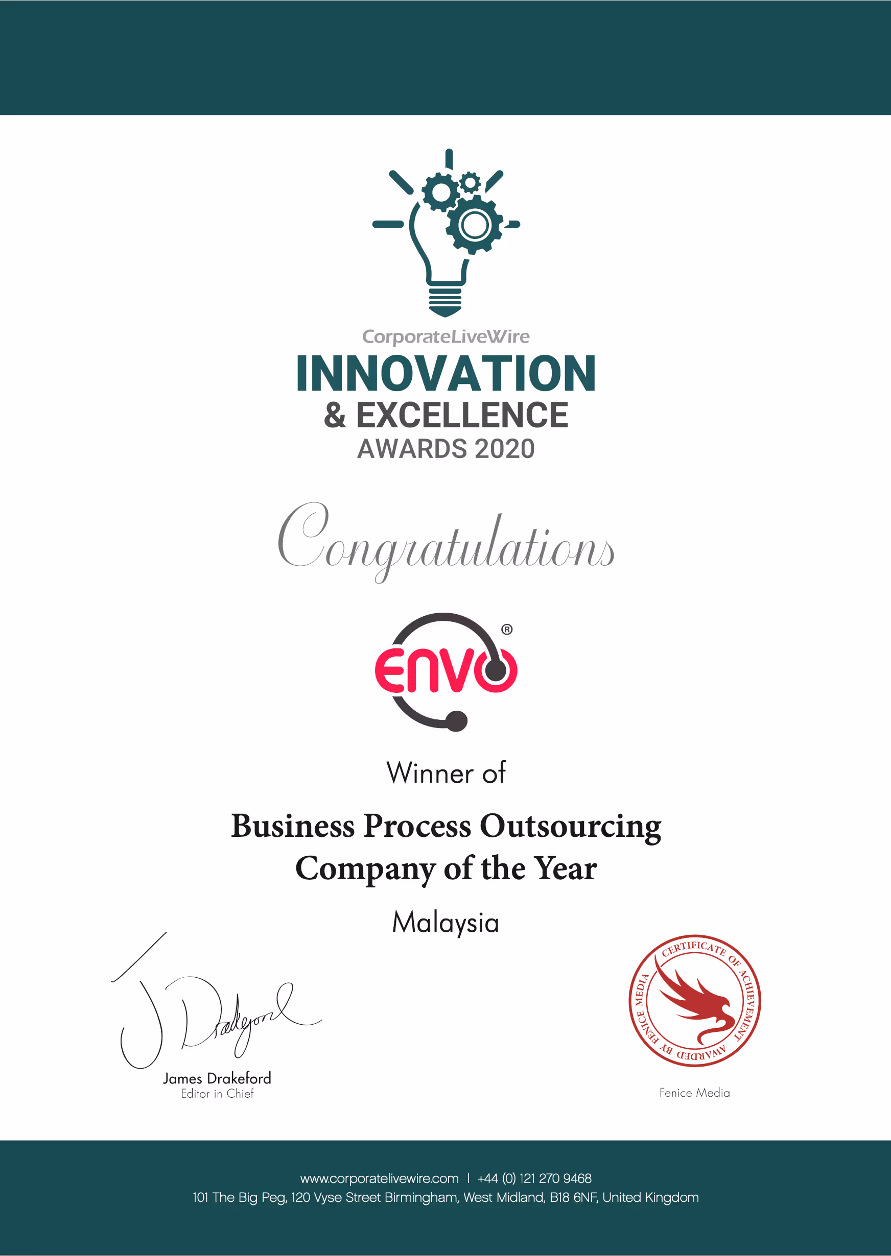 Innovation & excellence awards 2020