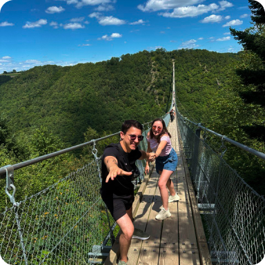 My man and I standing on the huge bridge