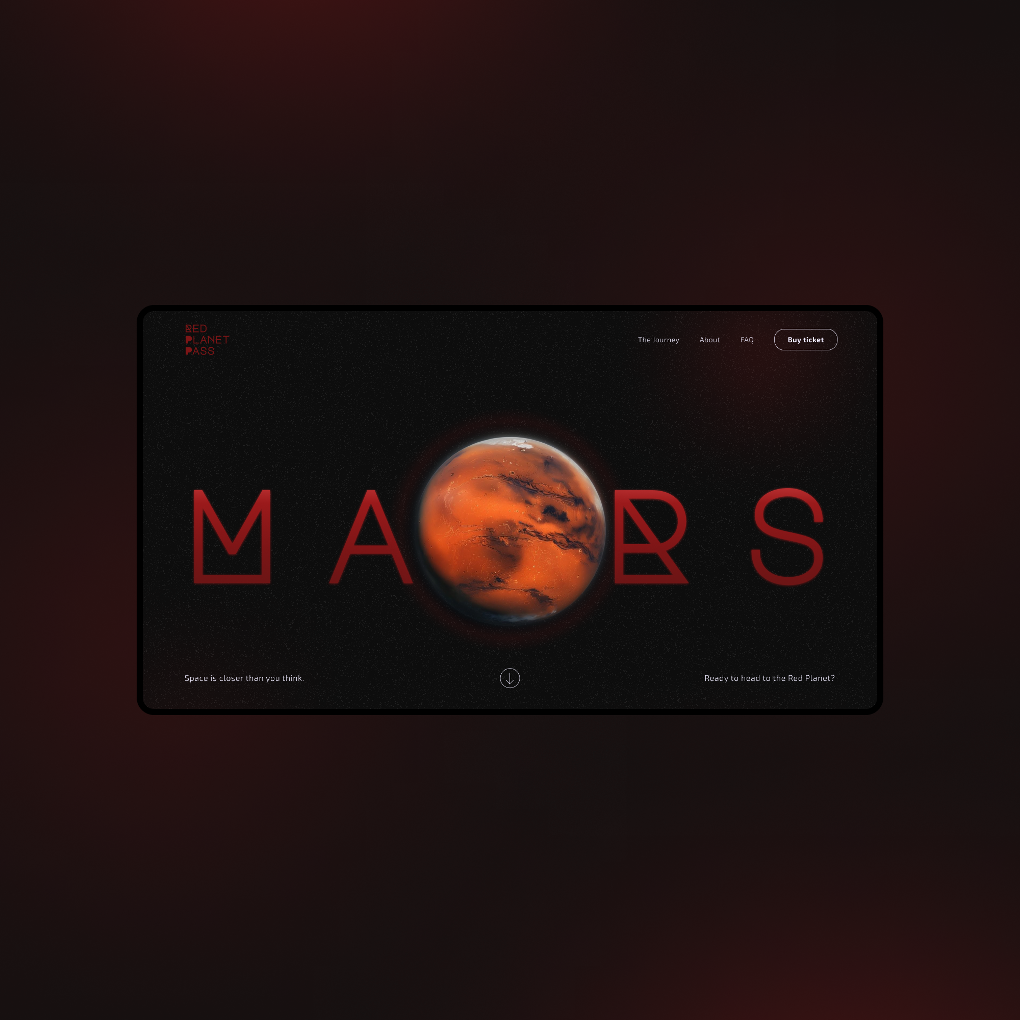 The thumbnail of a landing page about a trip to Mars 