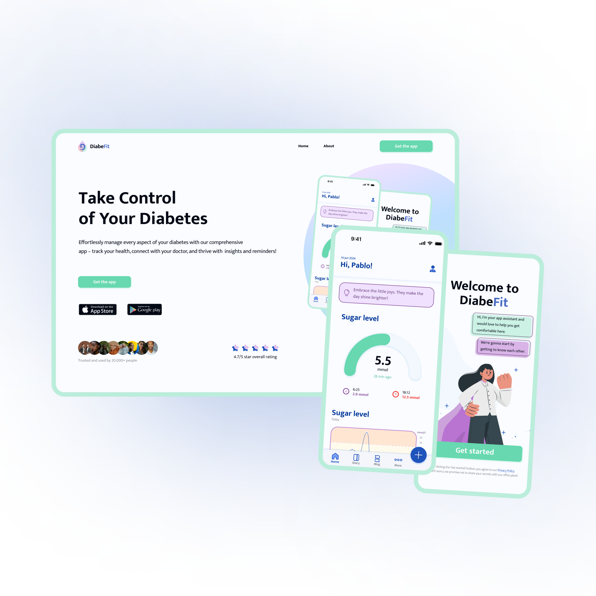 A thumbnail of Landing Page & Mobile App for Diabetics