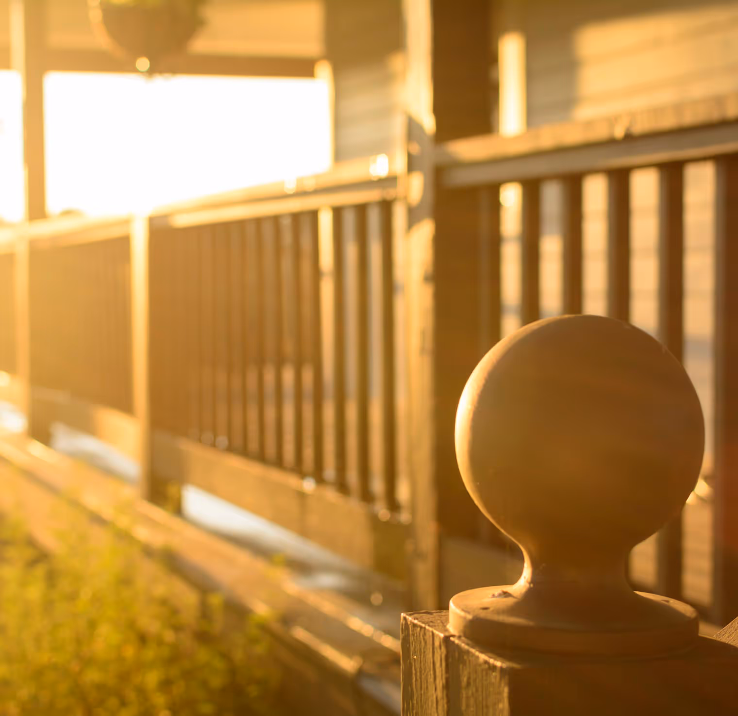 Sunset view from hotel porch at Haggard Farm Almanac District