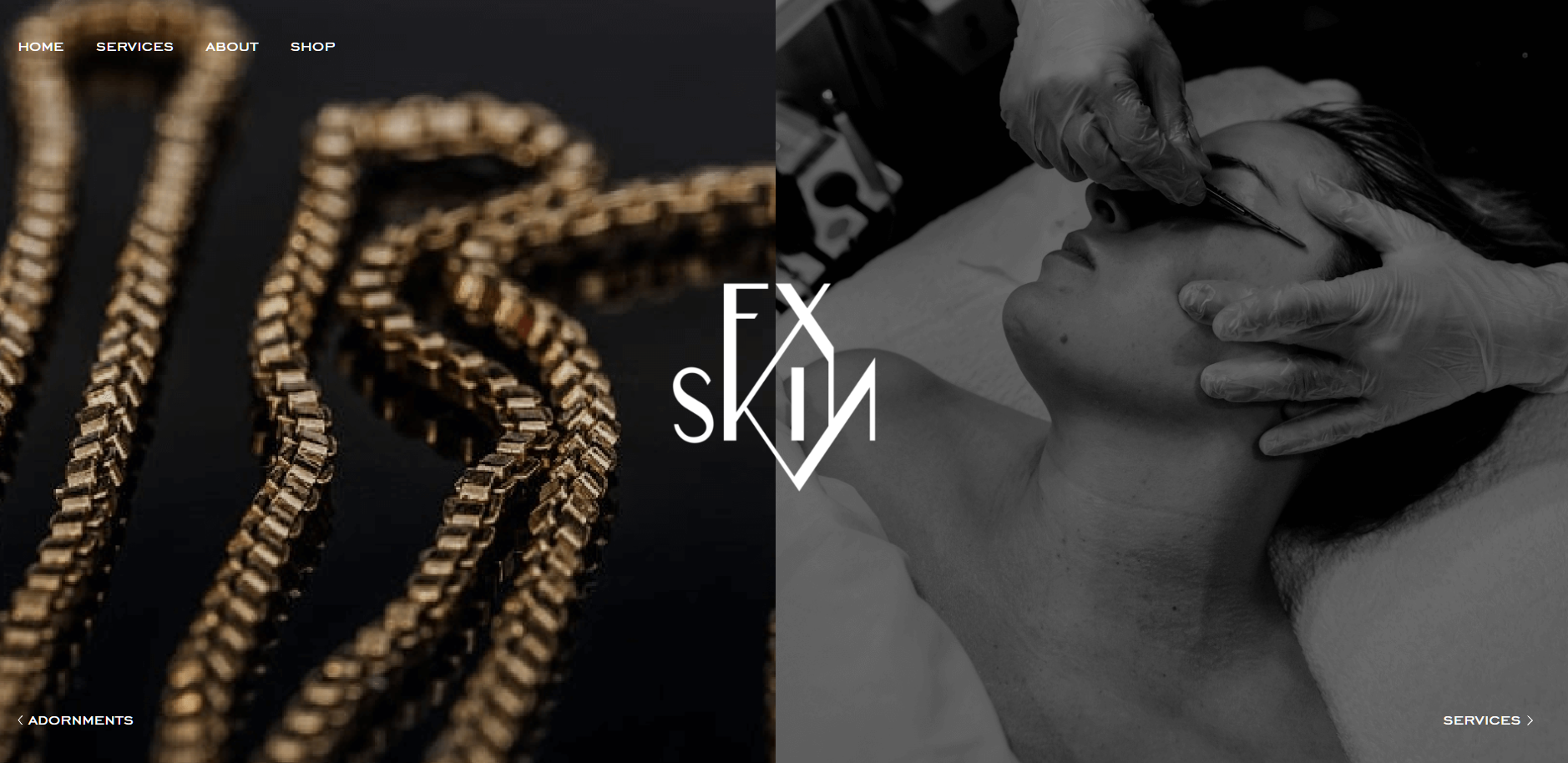 homepage design and visual identity for fxskin, a skin treatment center in san diego, California