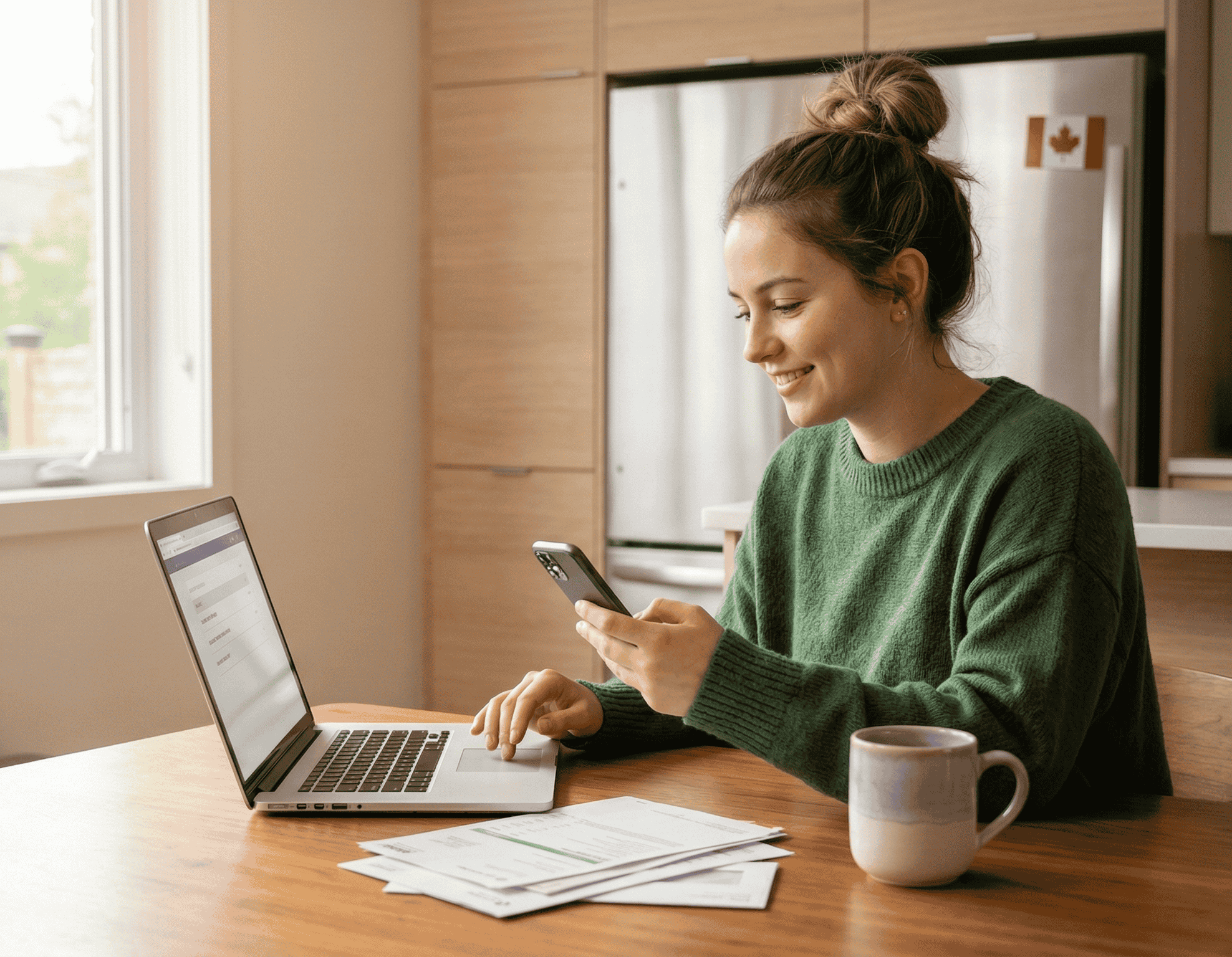 woman looking at phone notchup