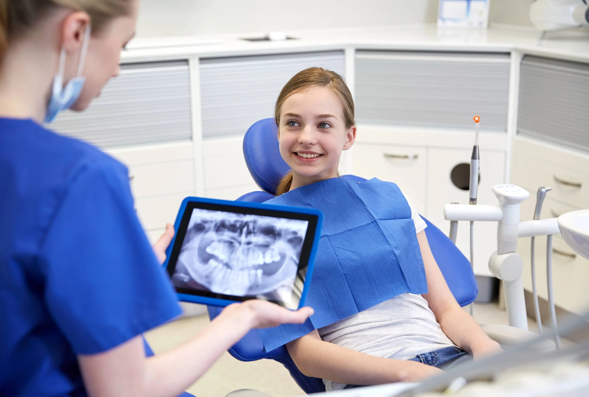 Dentist Charlotte NC showing patient her results