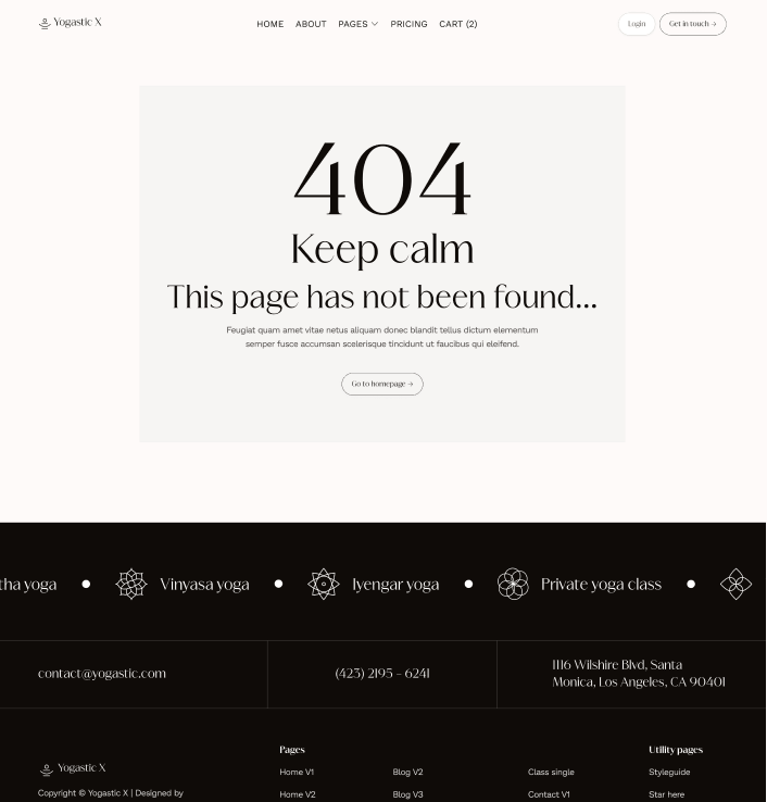 Yogastic X - 404 Page - Yoga Webflow Template